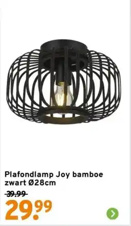 GAMMA Plafondlamp Joy bamboe zwart aanbieding