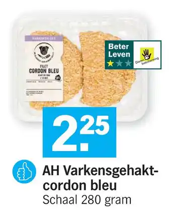 Albert Heijn AH Varkensgehaktcordon bleu 280gram aanbieding