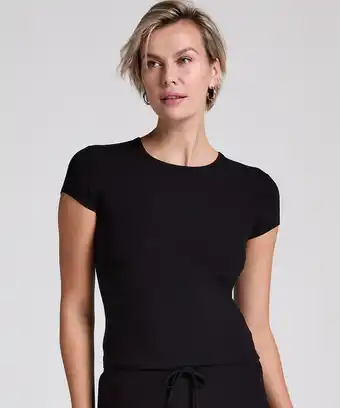 Hunkemoller Hunkemöller Pyjamatop Rib Essential Zwart aanbieding