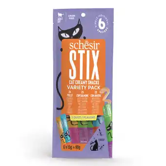Zooplus Voordeelverpakking: 6x90g Schesir Stix Creamy Snacks Mix (kip, zalm, eend) kattensnacks aanbieding