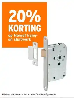 GAMMA 20%KORTING op Nemef hang- en sluitwerk aanbieding