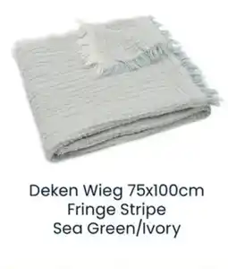 Babypark Deken Wieg Fringe Stripe Sea Green/Ivory aanbieding