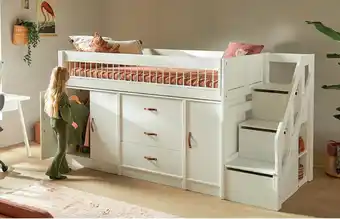 Babypark All in one halfhoogslaper incl. luxe lattenbodem wit gelakt aanbieding