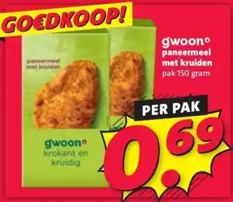 Nettorama gwoono paneermeel met kruiden aanbieding