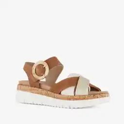 Scapino Hush Puppies leren dames sandalen bruin aanbieding