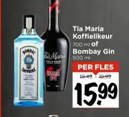 Vomar Voordeelmarkt Tia Maria Koffielikeur 700 ml of Bombay Gin 500 ml aanbieding