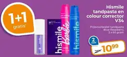 Trekpleister Hismile tandpasta en colour corrector aanbieding