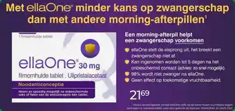 Trekpleister Met ellaOne® minder kans op zwangerschap dan met andere morning-afterpillen' aanbieding