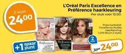 Trekpleister L'Oréal Paris Excellence en Préférence haarkleuring aanbieding