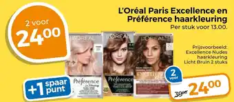 Trekpleister L'Oréal Paris Excellence en Préférence haarkleuring aanbieding