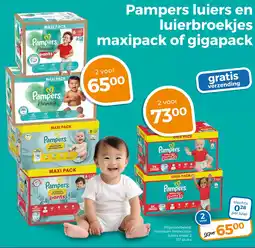 Trekpleister Pampers luiers en luierbroekjes maxipack of gigapack aanbieding