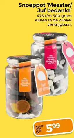 Trekpleister Snoeppot 'Meester/ Juf bedankt' aanbieding