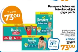 Trekpleister Pampers luiers en luierbroekjes giga pack aanbieding
