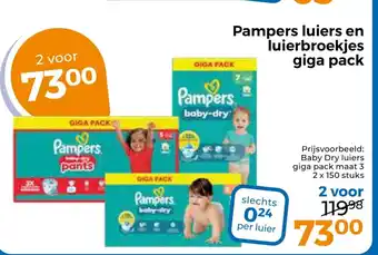 Trekpleister Pampers luiers en luierbroekjes giga pack aanbieding