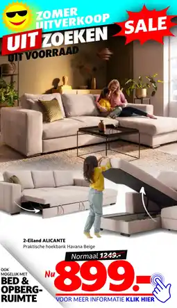 Seats and Sofas 2-Eiland ALICANTE Praktische hoekbank Havana Beige aanbieding