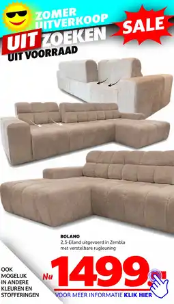 Seats and Sofas BOLANO 2,5-Eiland uitgevoerd in Zembla met verstelbare rugleuning aanbieding
