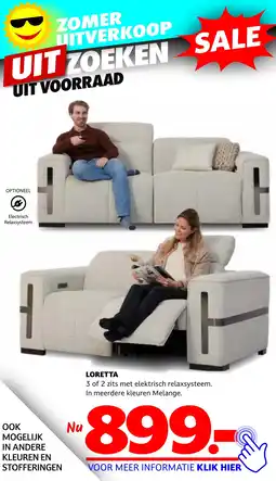 Seats and Sofas LORETTA 3 of 2 zits met elektrisch relaxsysteem aanbieding