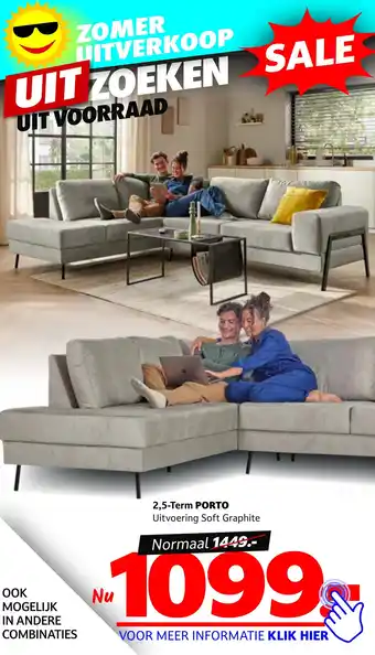 Seats and Sofas 2,5-Term PORTO Uitvoering Soft Graphite aanbieding