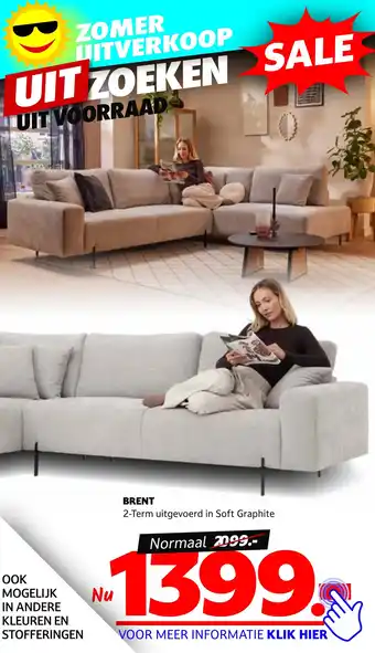 Seats and Sofas BRENT 2-Term uitgevoerd in Soft Graphite aanbieding