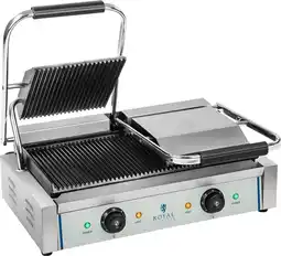 Bol.com Royal Catering Contactgrill - 2 x 1.800 W - geribbeld - dubbel aanbieding