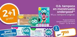 Trekpleister O.b. tampons en menstruatie ondergoed aanbieding