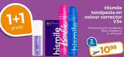 Trekpleister Hismile tandpasta en colour corrector V34 aanbieding