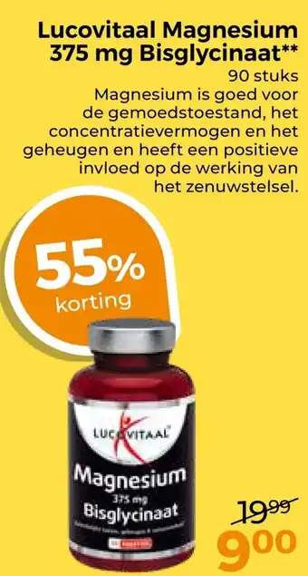 Trekpleister Lucovitaal Magnesium 375 mg Bisglycinaat aanbieding