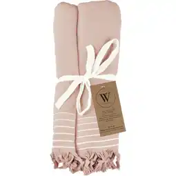 Albert Heijn Walra Hamamdoek remade cotton poeder roze aanbieding