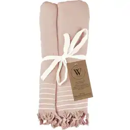Albert Heijn Walra Hamamdoek remade cotton poeder roze aanbieding
