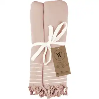 Albert Heijn Walra Hamamdoek remade cotton poeder roze aanbieding