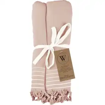 Albert Heijn Walra Hamamdoek remade cotton poeder roze aanbieding