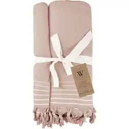 Albert Heijn Walra Hamamdoek remade cotton roze 200x200cm aanbieding