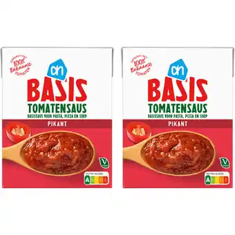 Albert Heijn AH Basis tomatensaus pikant 2-pack aanbieding