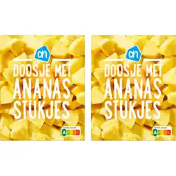 Albert Heijn AH Doosje met ananas stukjes 2-pack aanbieding