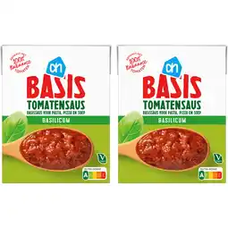 Albert Heijn AH Basis tomatensaus basilicum 2-pack aanbieding