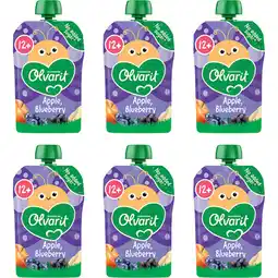 Albert Heijn Olvarit Knijpfruit appel blauwe bes 12m+ 6-pack aanbieding
