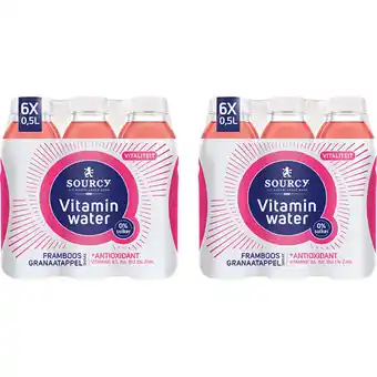 Albert Heijn Sourcy Vitaminwater framboos granaatapp 12-pack aanbieding