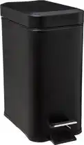 Amazon 5five Rechthoekige afvalemmer met zachte sluiting, roestvrij staal, 5 l, zwart aanbieding