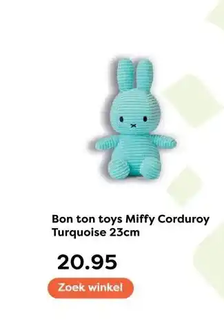 The Read Shop Bon ton toys Miffy Corduroy Turquoise 23cm aanbieding