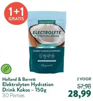 Holland & Barrett Elektrolyten Hydration Drink Kokos – 150g aanbieding