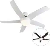 Bol.com QAZQA Cool 52 Plafondventilator met afstandsbediening met lamp - 2 lichts - Ø130cm - Wit aanbieding