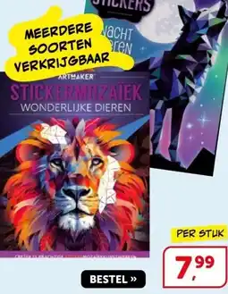 Boekenvoordeel STICKERMOZAÏEK WONDERLIJKE DIEREN aanbieding