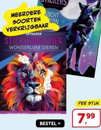 Boekenvoordeel STICKERMOZAÏEK WONDERLIJKE DIEREN aanbieding