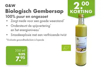 Gezond & Wel G&W Biologisch Gembersap aanbieding
