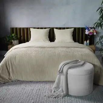 Action Ribbed dekbedovertrek - Taupe aanbieding