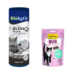 Zooplus 700 g Biokat's Active Pearls kattengrit + GimCat Duo Soft Snacks 50 g Zalm & Forel gratis! aanbieding