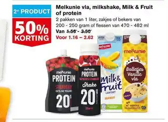 Hoogvliet Melkunie Vla, Milkshake, Milk & Fruit Of Protein 50% Korting aanbieding