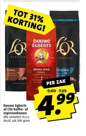 Boni Douwe Egberts Of L'Or Koffie- Of Espressobonen Tot 31% Korting 500g aanbieding