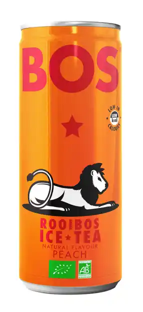 De Online Drogist BOS Rooibos Ice Tea Peach Blikje 250ML aanbieding