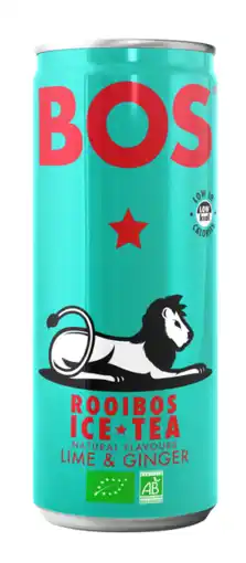De Online Drogist BOS Rooibos Ice Tea Lime & Ginger Blikje 250ML aanbieding